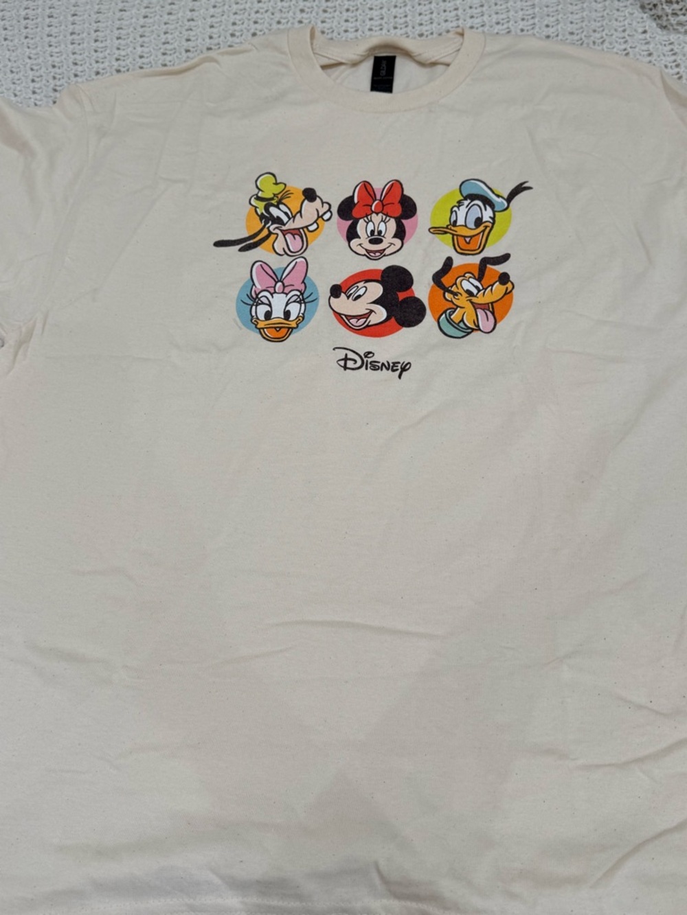 Disney Womens Juniors Regular Fit Mickey and Friends Graphic T-Shirt in cream xl - Picture 2 of 5